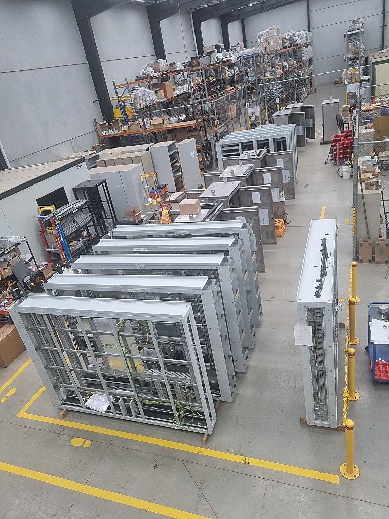 Equipment frames in the fitout workshop