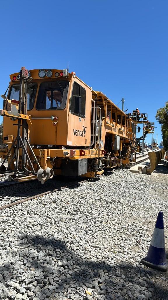 Track machine on site